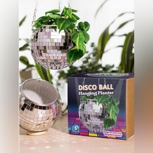 Disco Ball Hanging Planter - Silver